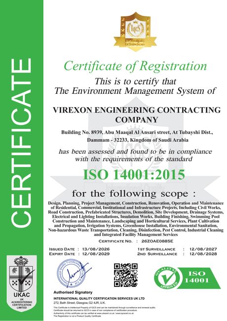 ISO 14001:2015 certificate